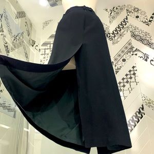 Made in🇨🇦VTG 90’ 💯% Pure Virgin Georgette Wool Black Maxi Slits Skirt